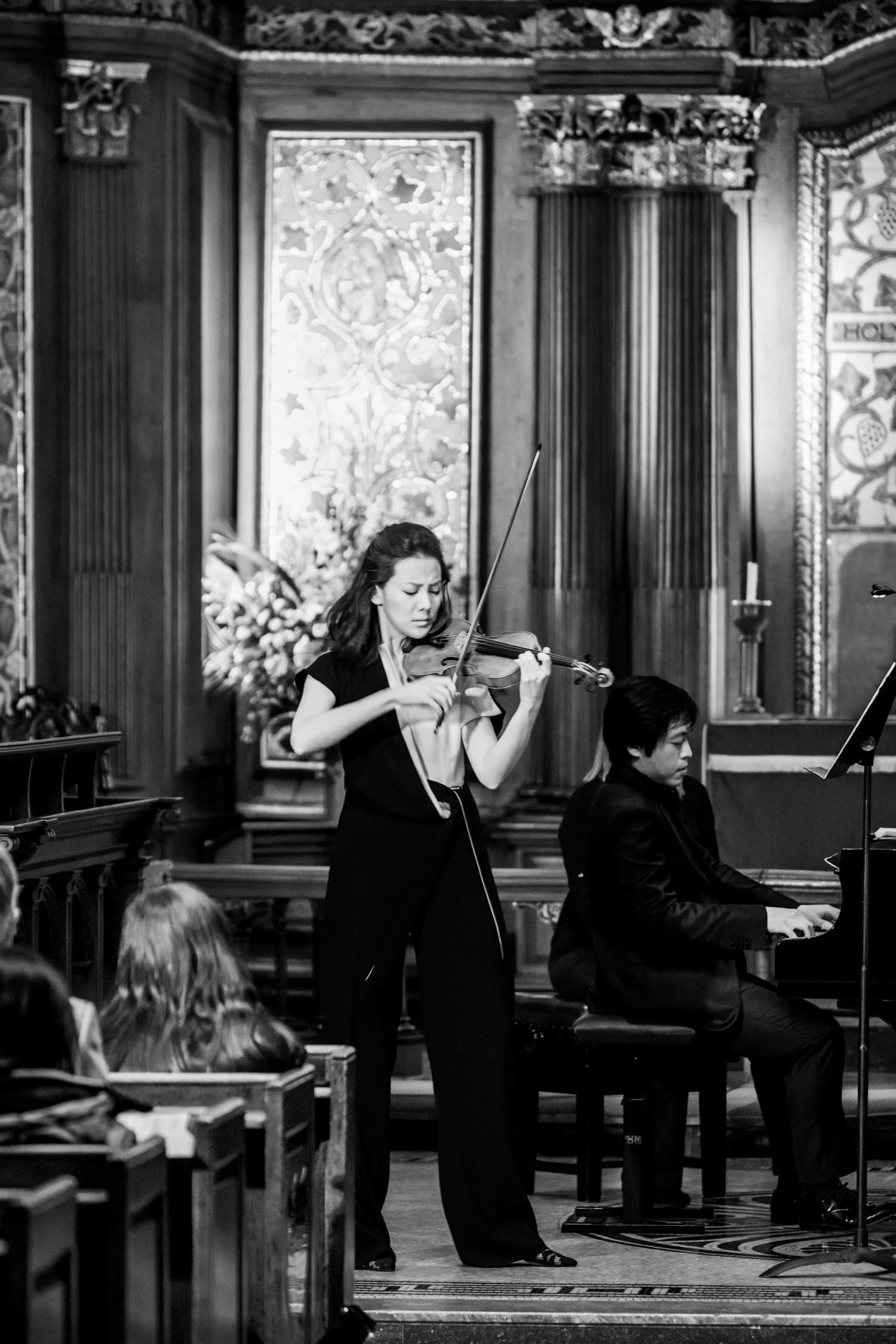 Black and white: Clara-Jumi Kang and Sunwook Kim in the nave of St Ann's