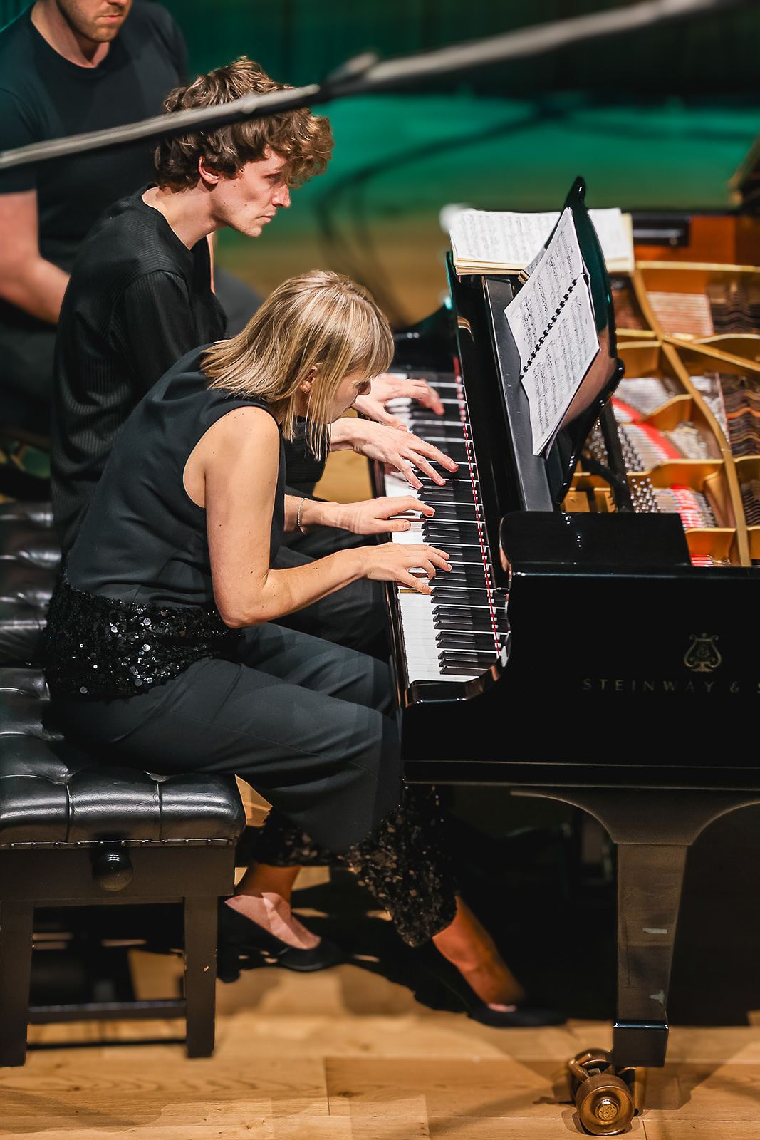 The duo at the keyboard with their page-turner