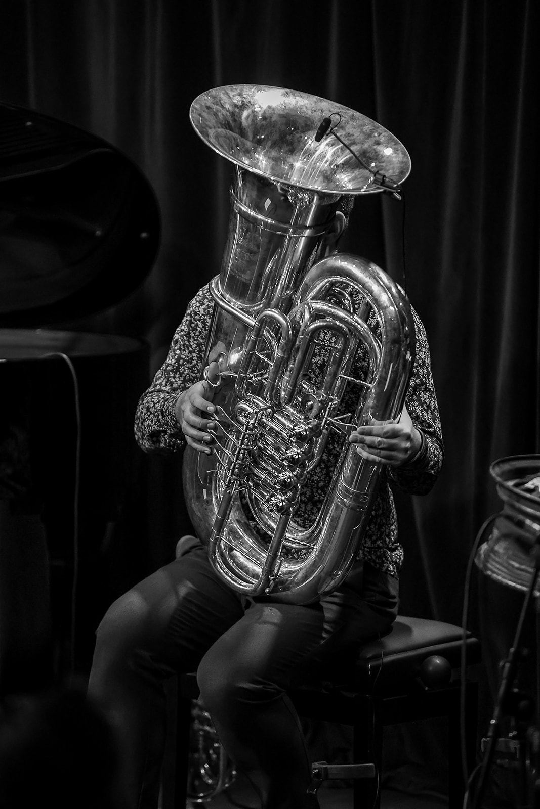 Black and white: Daniel Herskedal at the tuba