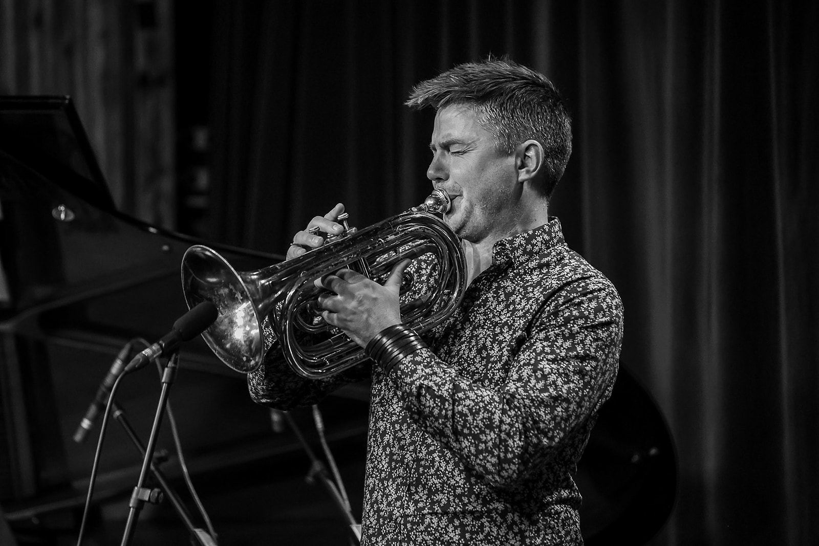 Black and white: Daniel Herskedal on a smaller brass horn