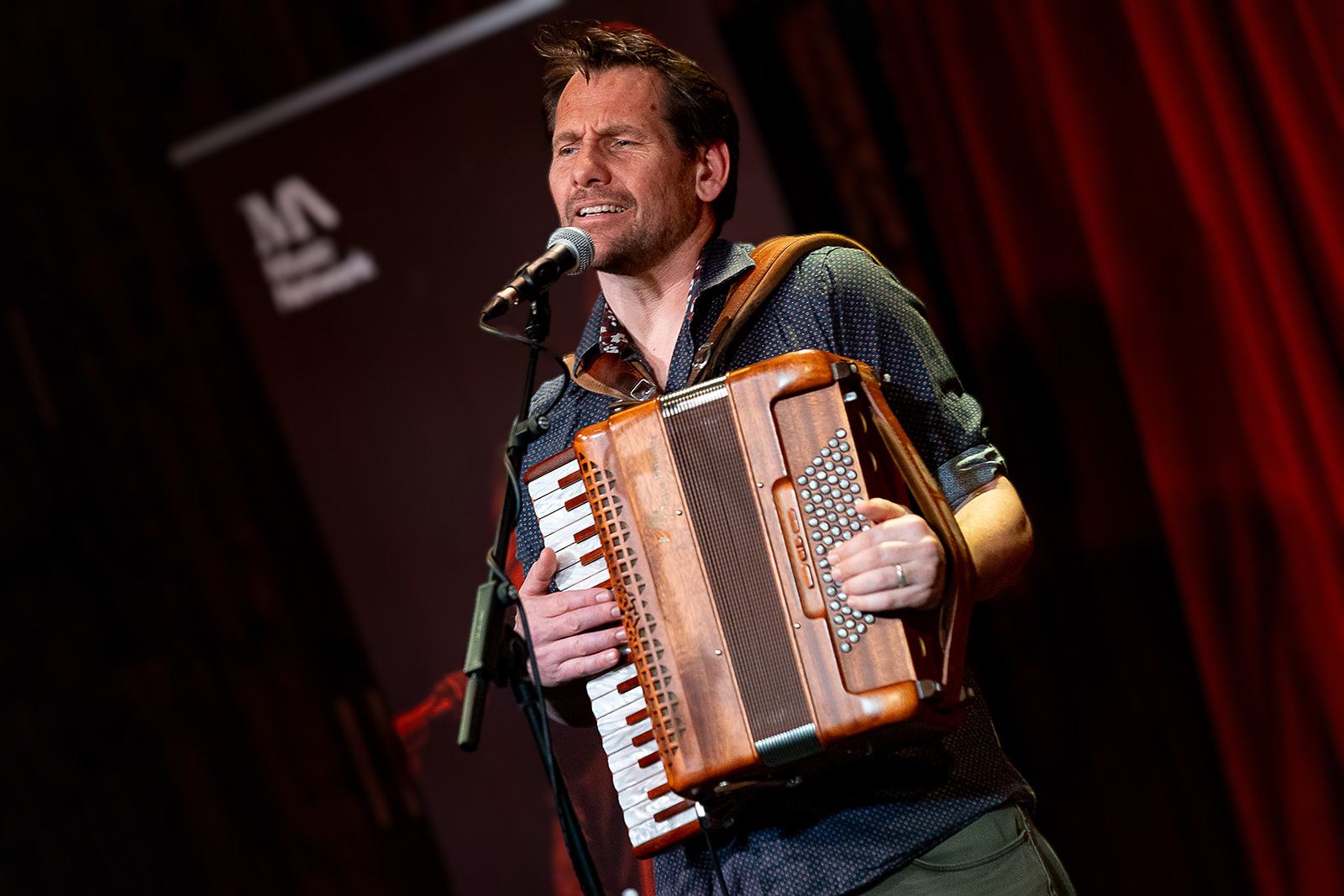 Playing accordion