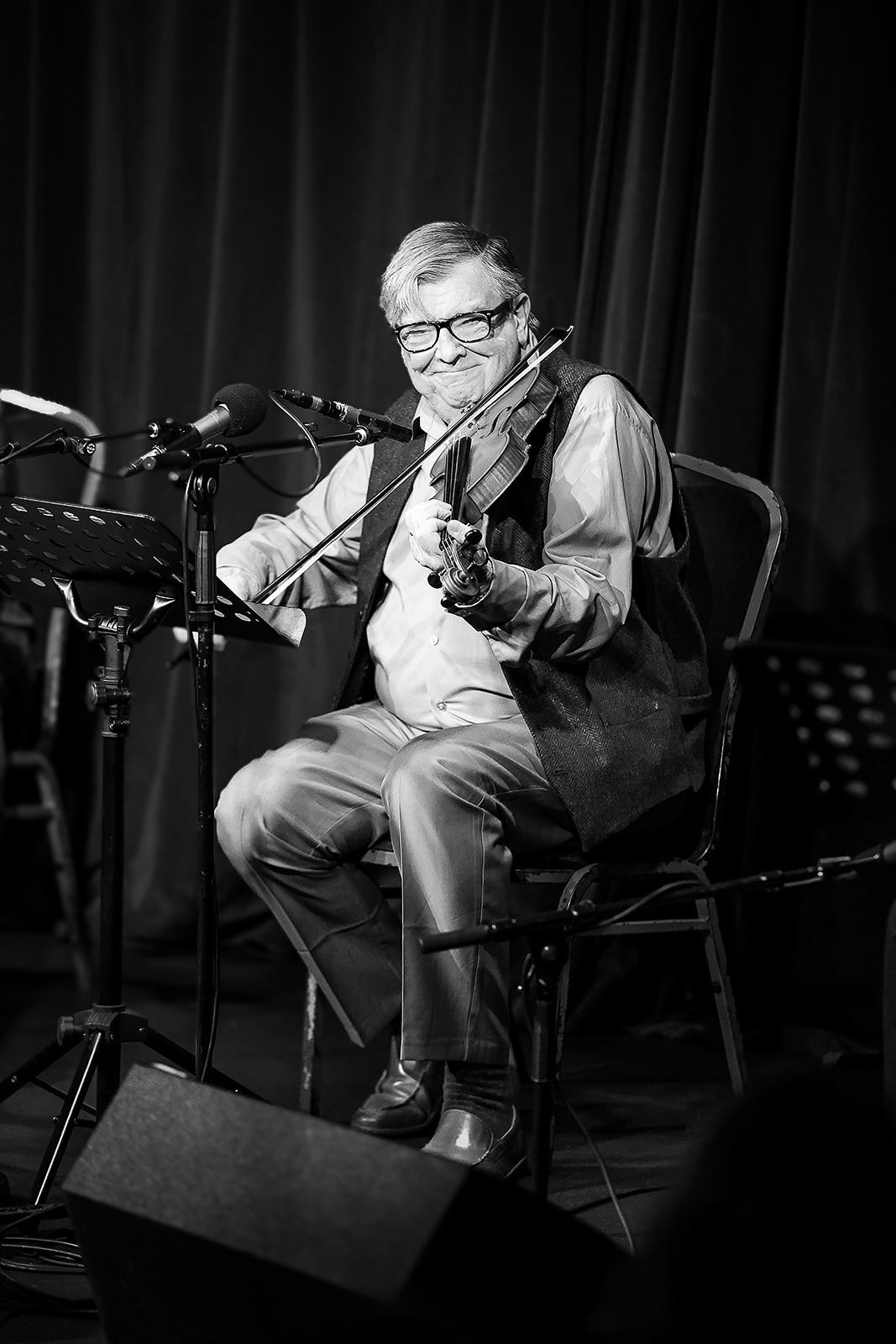 Black and white: Kevin Burke playing fiddle