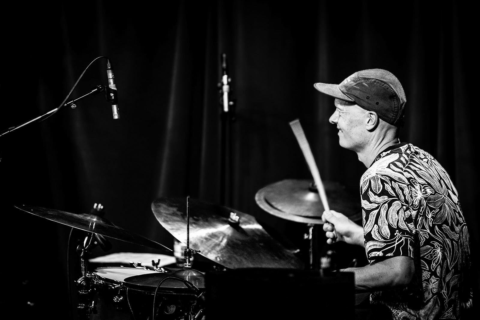 Black and white: Olavi Louhivuori at the drums